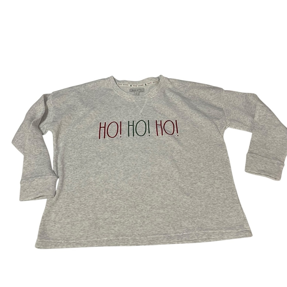 Rae Dunn Christmas HO!HO!HO! Holiday Sweatshirt Size Large heathered gray